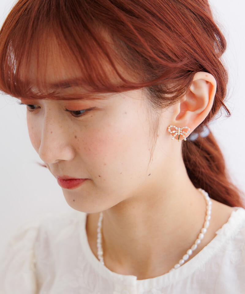 bijou ribbon earring～ﾋﾞｼﾞｭｰﾘﾎﾞﾝｲﾔﾘﾝｸﾞ | flower／フラワー公式通販