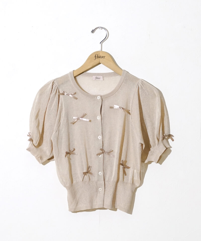 40%OFF】pure ribbon cardigan～ﾋﾟｭｱﾘﾎﾞﾝｶｰﾃﾞｨｶﾞﾝ | flower／フラワー