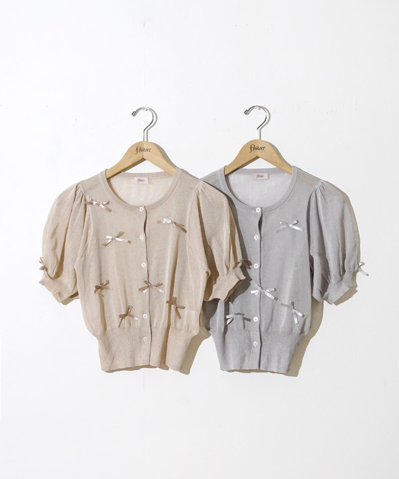 40%OFF】pure ribbon cardigan～ﾋﾟｭｱﾘﾎﾞﾝｶｰﾃﾞｨｶﾞﾝ | flower