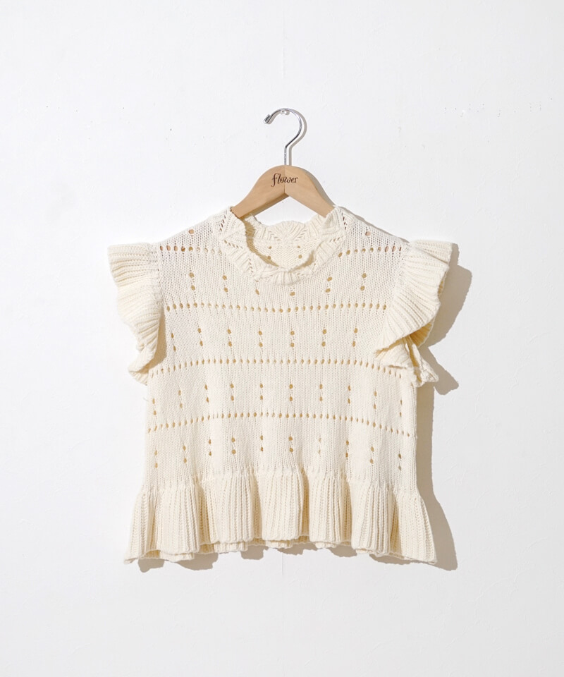 Web完売/flower/コットンフリルトップ flower（フラワー）の「コットンフリルトップ（ニット/セーター