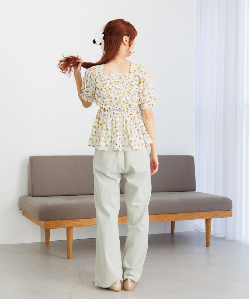 20%OFF】crumple bloom top～ｸﾗﾝﾌﾟﾙﾌﾞﾙｰﾑﾄｯﾌﾟ | flower