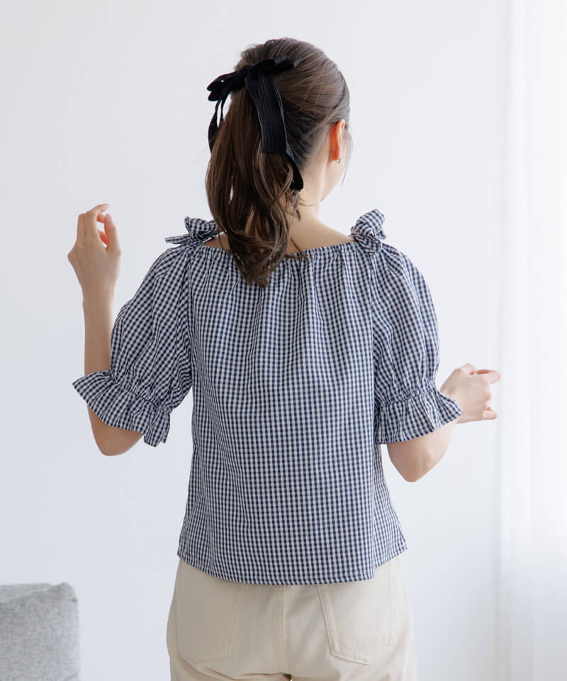 40%OFF】plume ribbon blouse～ﾌﾟﾘｭｰﾑﾘﾎﾞﾝﾌﾞﾗｳｽ | flower