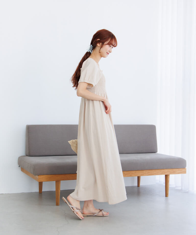 新品summery puff onepiece～サマリーパフワンピース ブルー 40%OFF】summery puff onepiece～ｻﾏﾘｰﾊﾟﾌﾜﾝﾋﾟｰｽ | flower