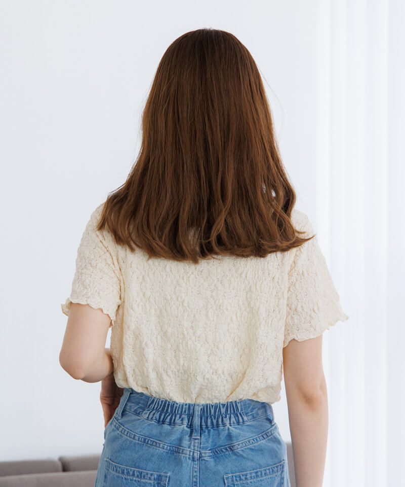 half shabby lace top3～ﾊｰﾌｼｬﾋﾞｰﾚｰｽﾄｯﾌﾟ3 | flower／フラワー公式通販