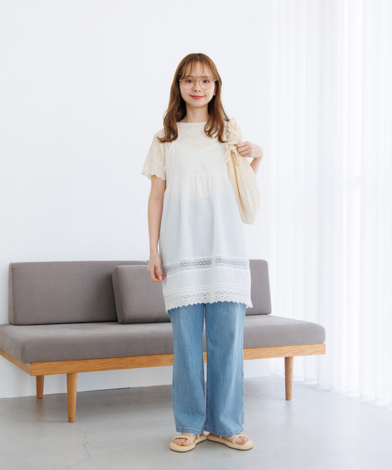 half shabby lace top3～ﾊｰﾌｼｬﾋﾞｰﾚｰｽﾄｯﾌﾟ3 | flower／フラワー