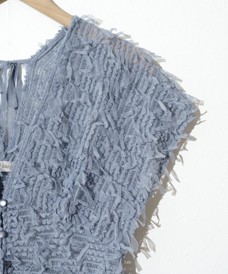 30%OFF】fluffy tulle top～ﾌﾗｯﾌｨｰﾁｭｰﾙﾄｯﾌﾟ | flower／フラワー