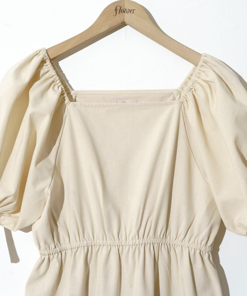 ★flowerパフワンピース　ホワイト　ベージュ　2点　フォロー割まとめ割 ☆flowerパフワンピース ホワイト ベージュ 2点 フォロー割