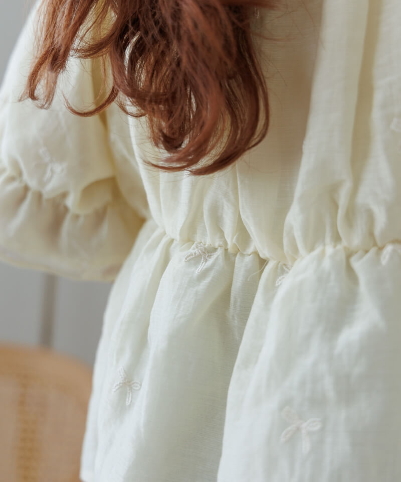 30%OFF】pearly ribbon blouse～ﾊﾟｰﾘｰﾘﾎﾞﾝﾌﾞﾗｳｽ | flower