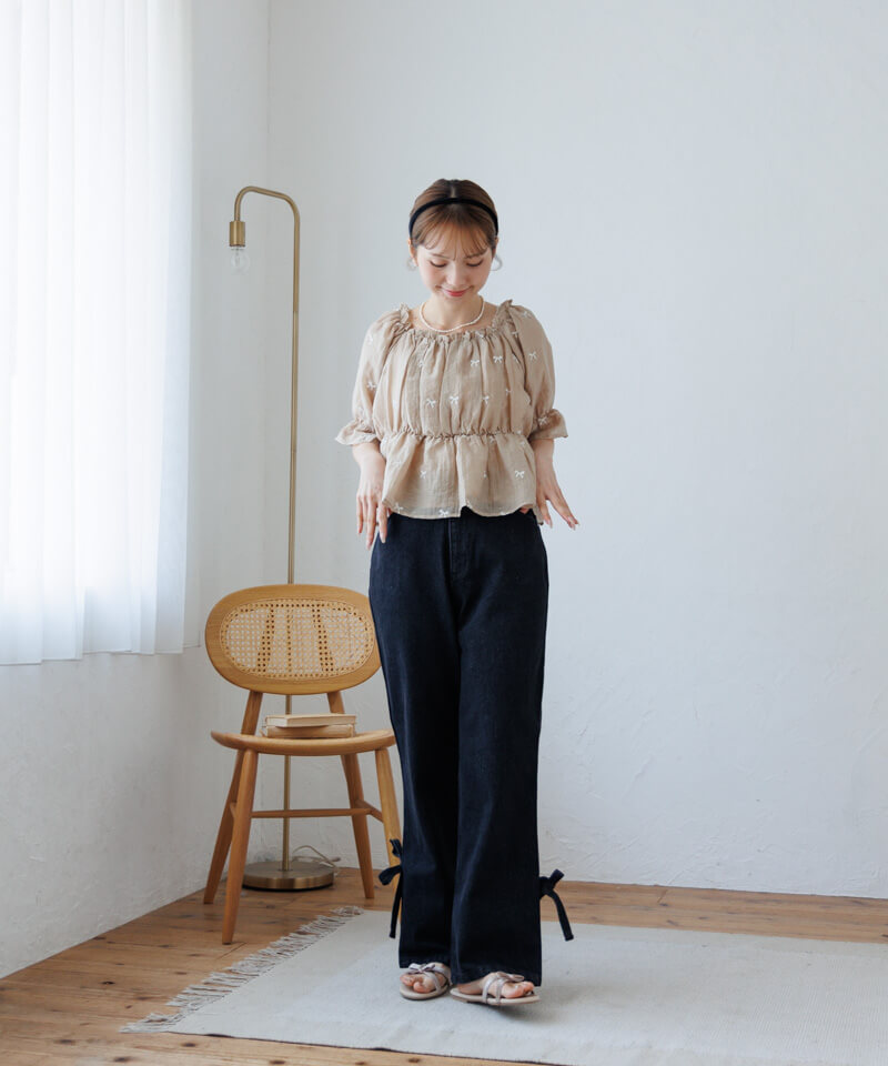 30%OFF】pearly ribbon blouse～ﾊﾟｰﾘｰﾘﾎﾞﾝﾌﾞﾗｳｽ | flower／フラワー