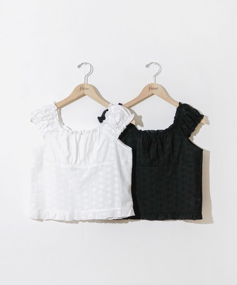 30%OFF】cutwork chou puff top～ｶｯﾄﾜｰｸｼｭｰﾊﾟﾌﾄｯﾌﾟ | flower