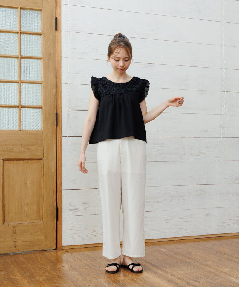 flower ニット ブラウス レーシートップ flower ニット ブラウス レーシートップ