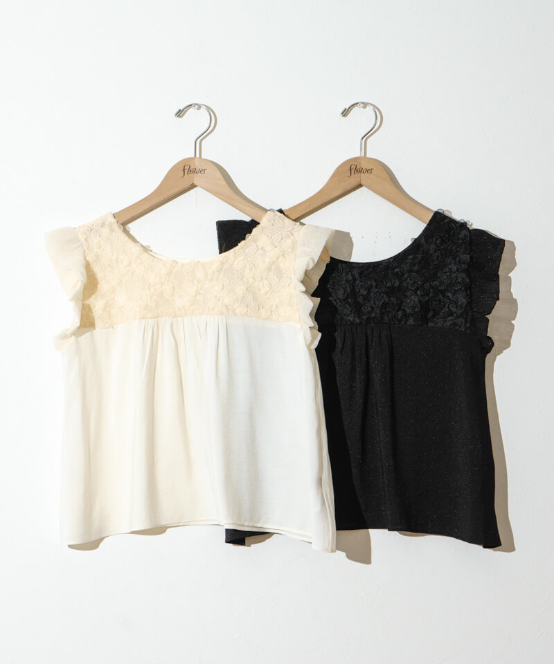 flower ニット ブラウス レーシートップ flower ニット ブラウス レーシートップ （lacy polo top～ﾚｰｼｰ