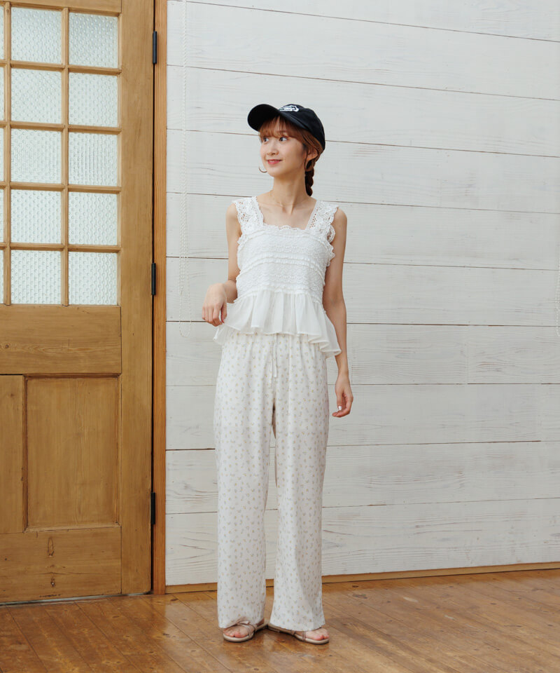 【SETUP-EXE】FLOWER SHIRRING PANTS★25SS SETUP EXE] FLOWER SHIRRING PANTS / IVORY – SellerWork