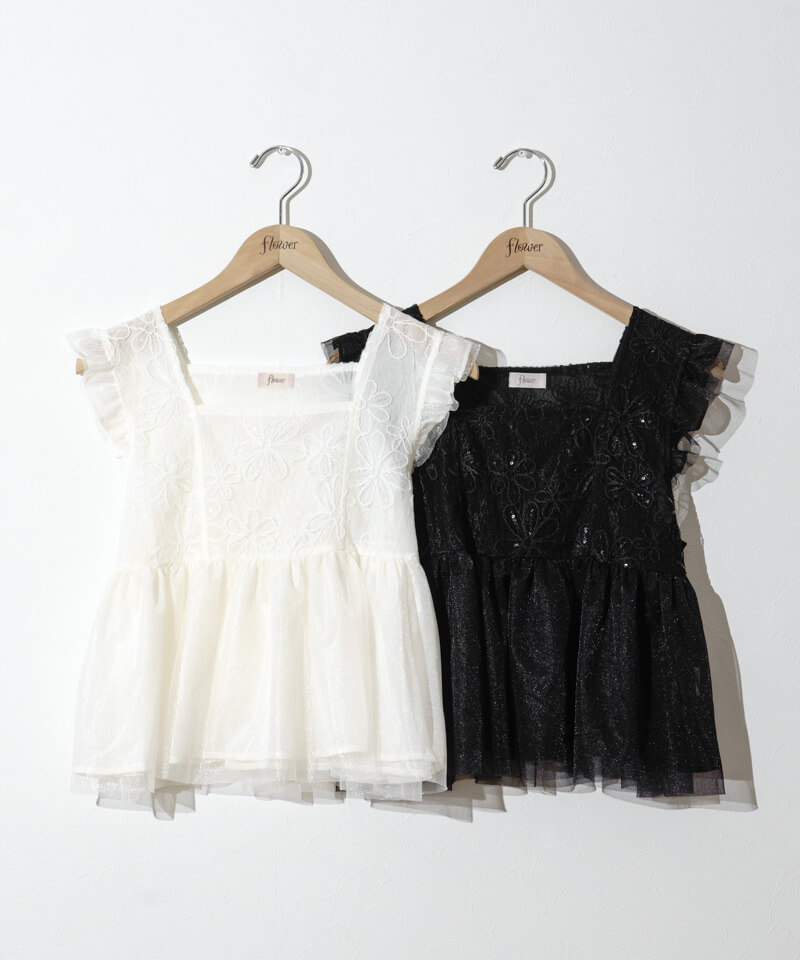 spangle flower top～ｽﾊﾟﾝｸﾞﾙﾌﾗﾜｰﾄｯﾌﾟ | flower／フラワー公式通販