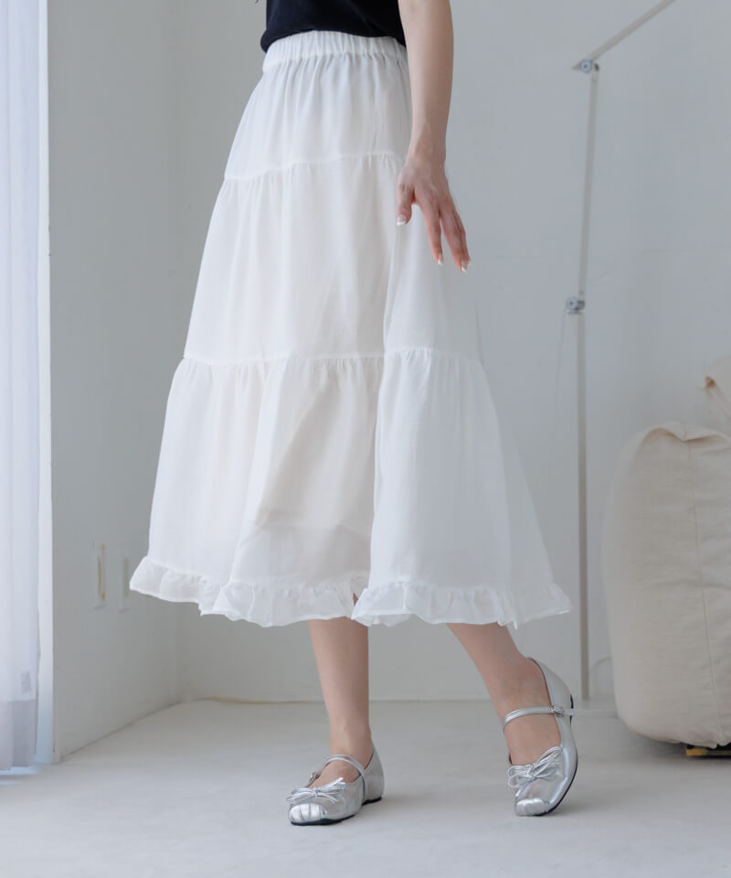 glossy tiered skirt～ｸﾞﾛｯｼｰﾃｨｱｰﾄﾞｽｶｰﾄ | flower／フラワー公式通販