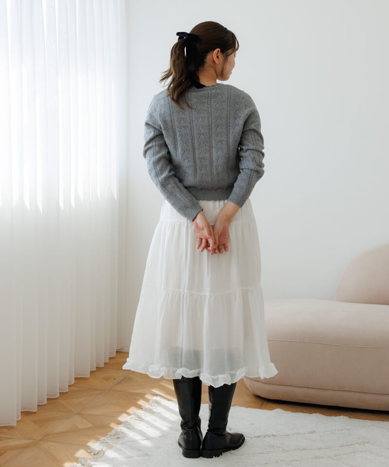 30%OFF】glossy tiered skirt～ｸﾞﾛｯｼｰﾃｨｱｰﾄﾞｽｶｰﾄ | flower／フラワー