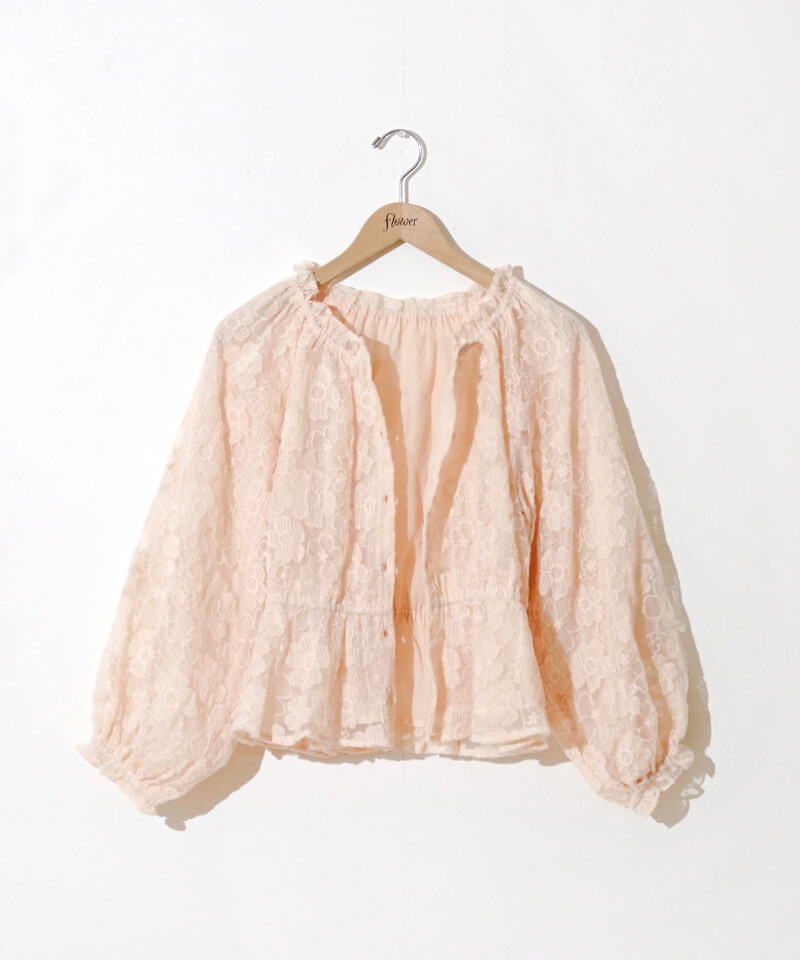 値下げJNHearts レースブラウス　Lace Fluffily blouse Lace Ladies 立ち襟 レース 長袖 ブラウス シャツ ホワイト