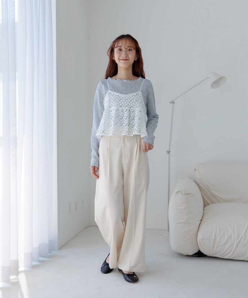 本日限定価格‼️Milky pile heart long pants smoky tuck pants2～ｽﾓｰｷｰﾀｯｸﾊﾟﾝﾂ2 | flower／フラワー公式通販