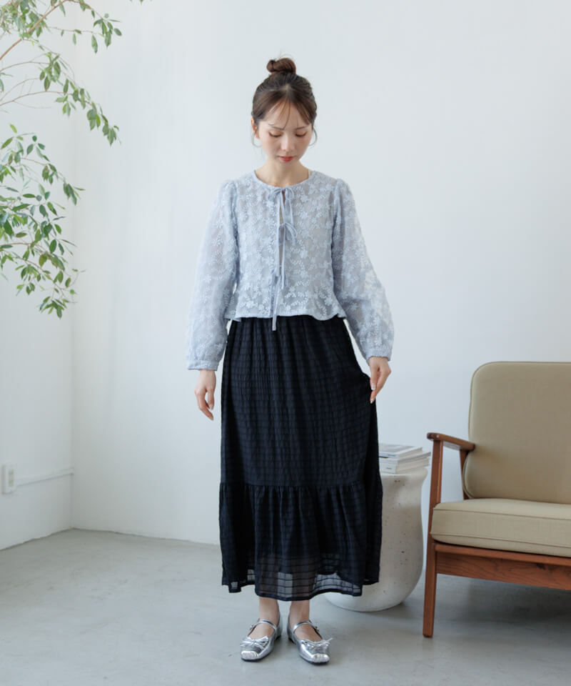 50%OFF】blooming ribbon top～ﾌﾞﾙｰﾐﾝｸﾞﾘﾎﾞﾝﾄｯﾌﾟ | flower／フラワー