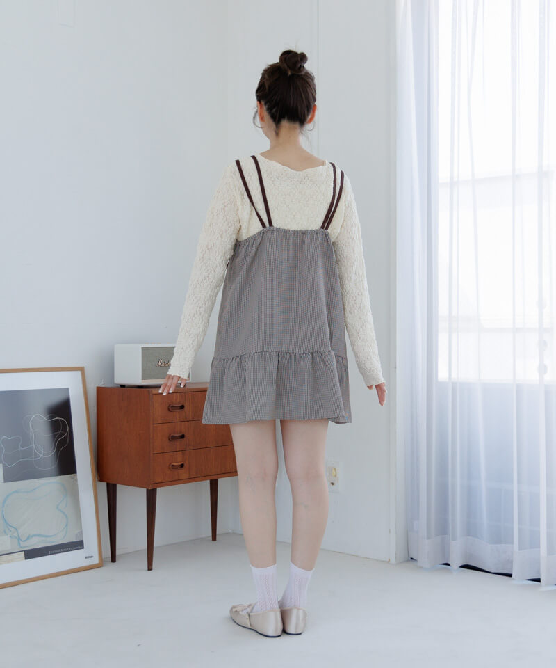 layered check onepiece～ﾚｲﾔｰﾄﾞﾁｪｯｸﾜﾝﾋﾟｰｽ | flower／フラワー