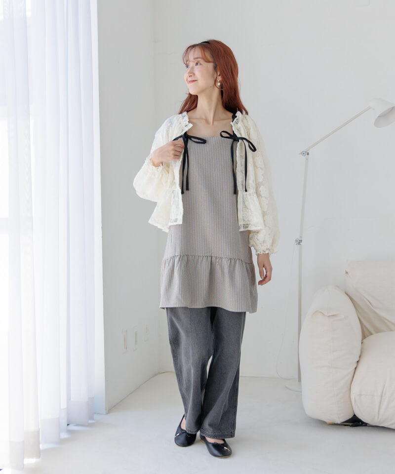 20%OFF】layered check onepiece～ﾚｲﾔｰﾄﾞﾁｪｯｸﾜﾝﾋﾟｰｽ | flower