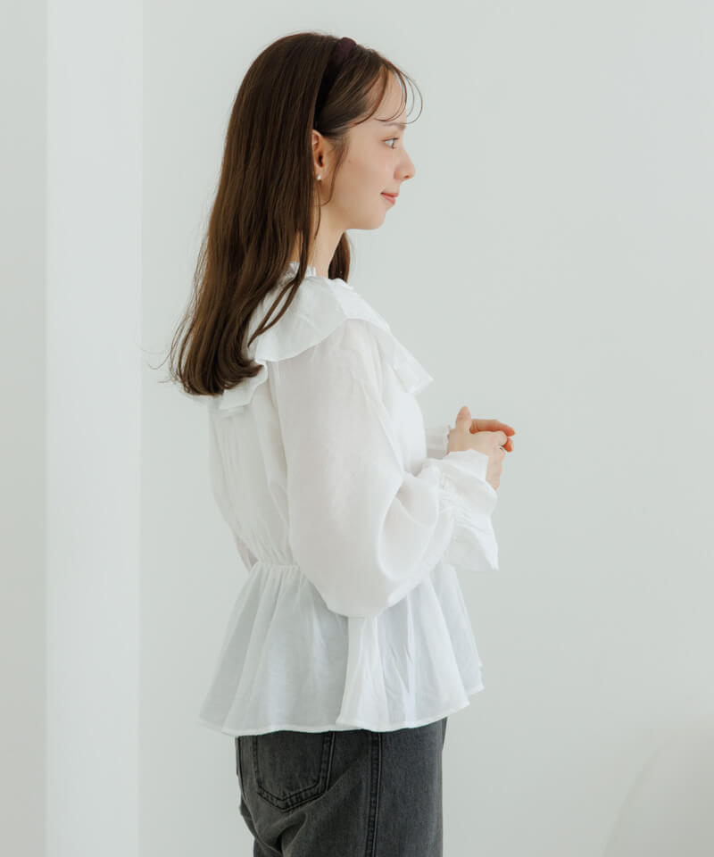 pearl ruffled blouse～ﾊﾟｰﾙﾗｯﾌﾙﾄﾞﾌﾞﾗｳｽ | flower／フラワー公式通販
