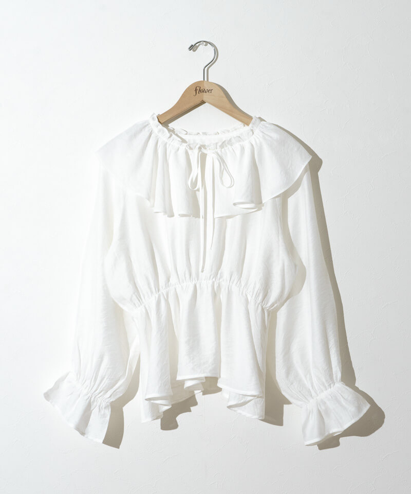 Luuu ハンドメイド repoブラウス pearl ruffled blouse～ﾊﾟｰﾙﾗｯﾌﾙﾄﾞﾌﾞﾗｳｽ | flower／フラワー公式通販