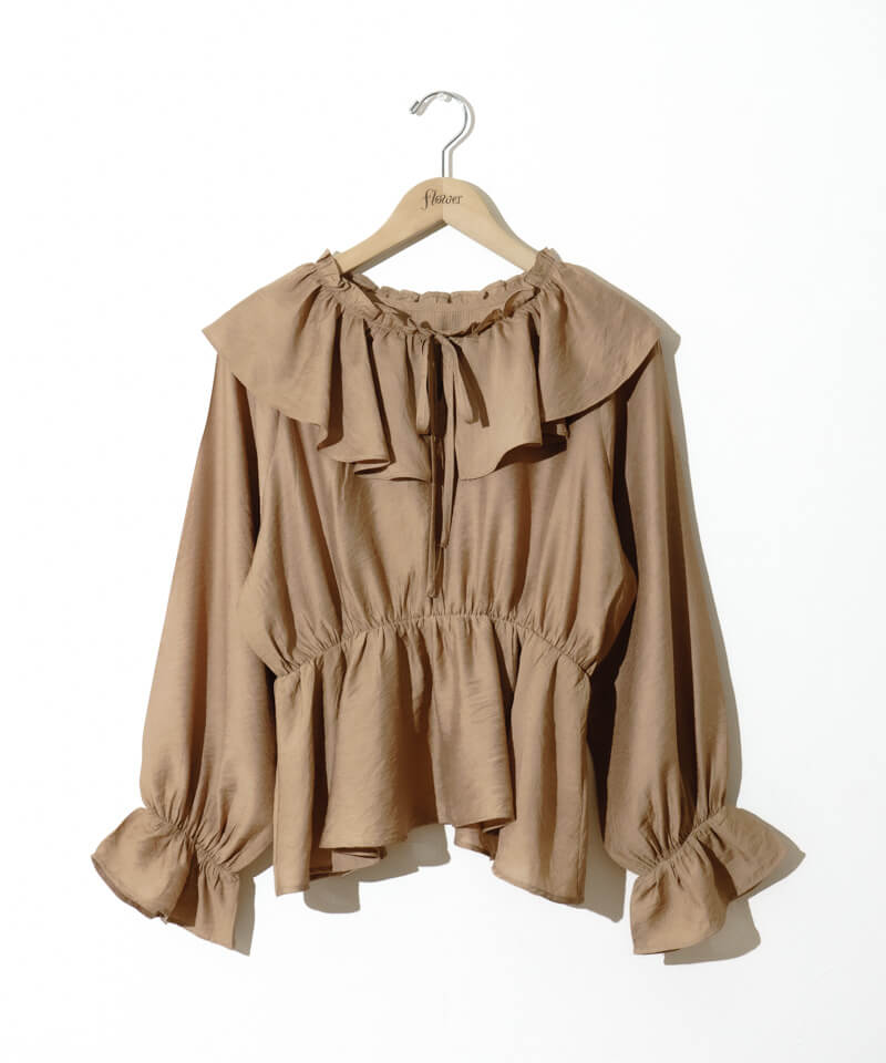 40%OFF】pearl ruffled blouse～ﾊﾟｰﾙﾗｯﾌﾙﾄﾞﾌﾞﾗｳｽ | flower／フラワー