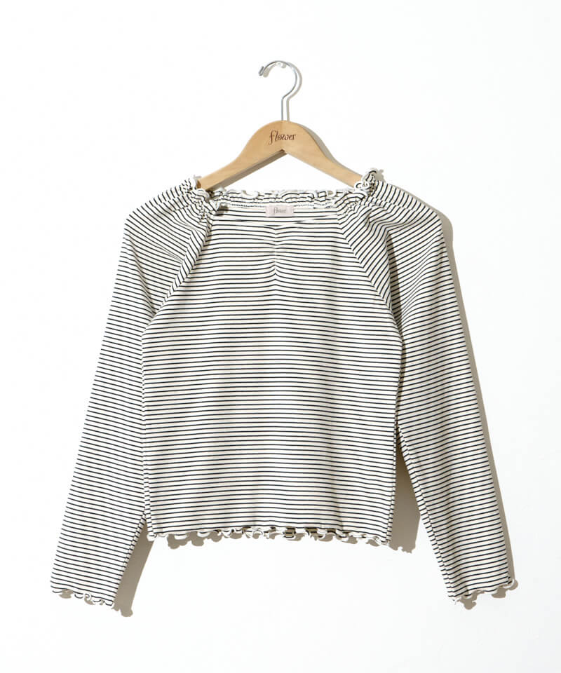ボーダーズ　フリルティシャツ frill border top～ﾌﾘﾙﾎﾞｰﾀﾞｰﾄｯﾌﾟ | flower／フラワー公式通販