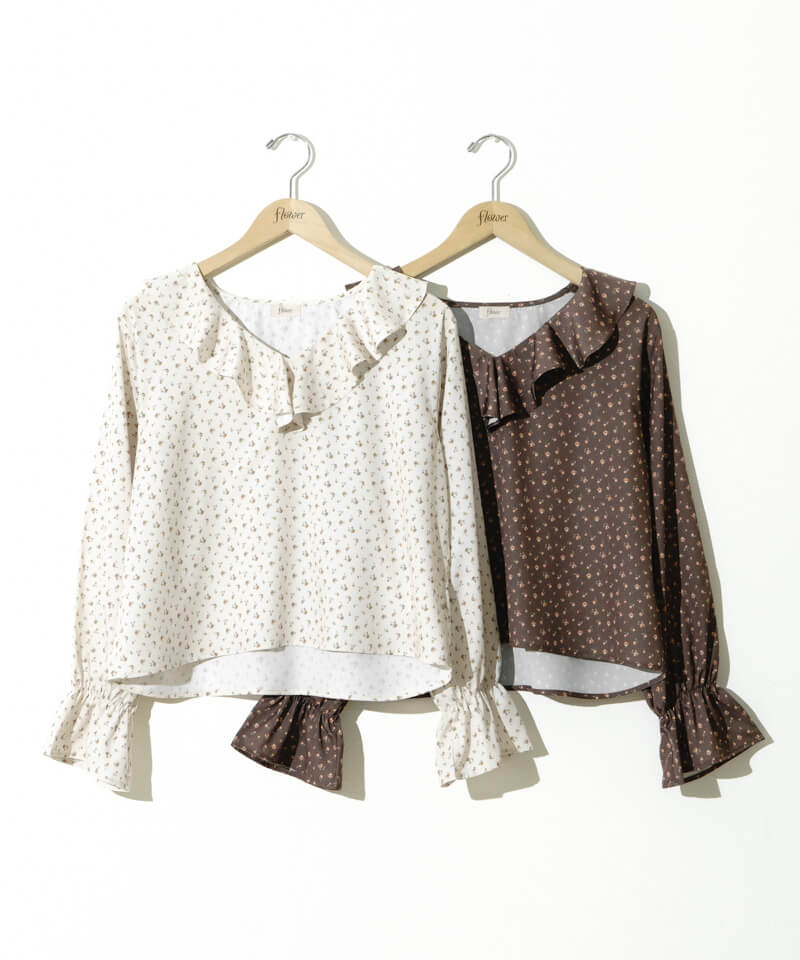 Flowerモチーフラッフルブラウス♡♡♡ merry jenny（メリージェニー）の「flowerラッフルブラウス（シャツ