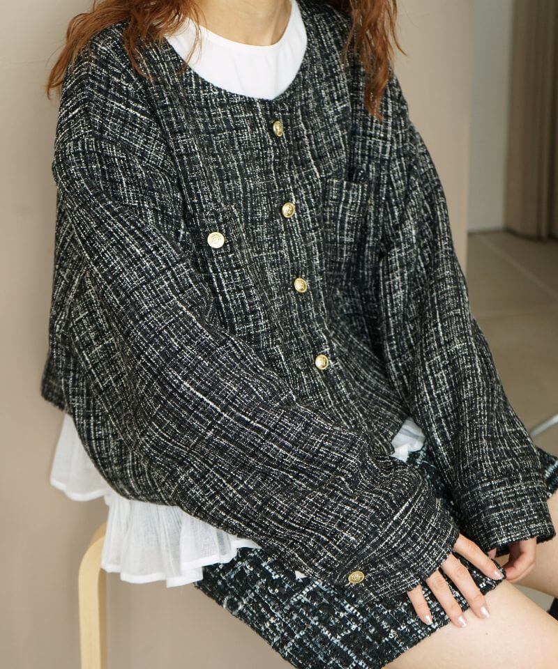 shiny tweed jacket～ｼｬｲﾆｰﾂｲｰﾄﾞｼﾞｬｹｯﾄ | flower／フラワー公式通販