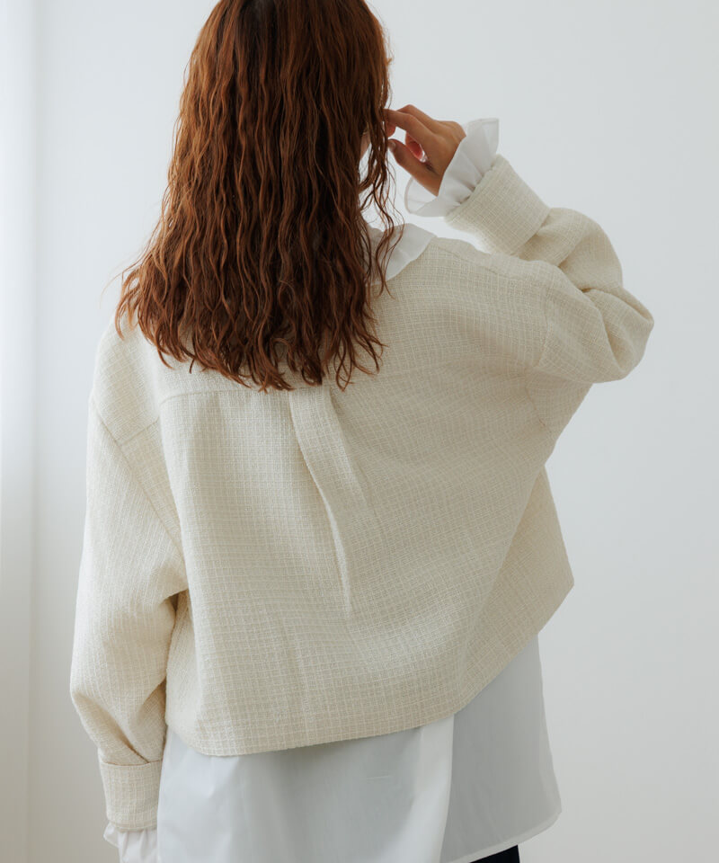 50%OFF】shiny tweed jacket～ｼｬｲﾆｰﾂｲｰﾄﾞｼﾞｬｹｯﾄ | flower／フラワー