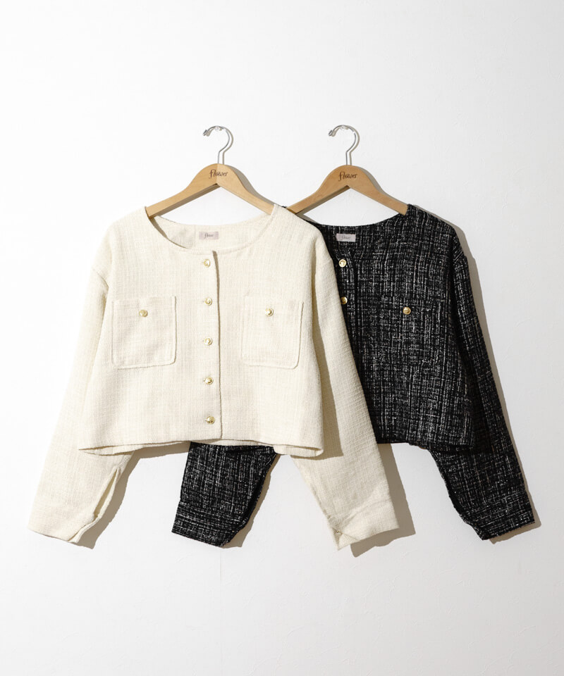 shiny tweed jacket～ｼｬｲﾆｰﾂｲｰﾄﾞｼﾞｬｹｯﾄ | flower／フラワー公式通販