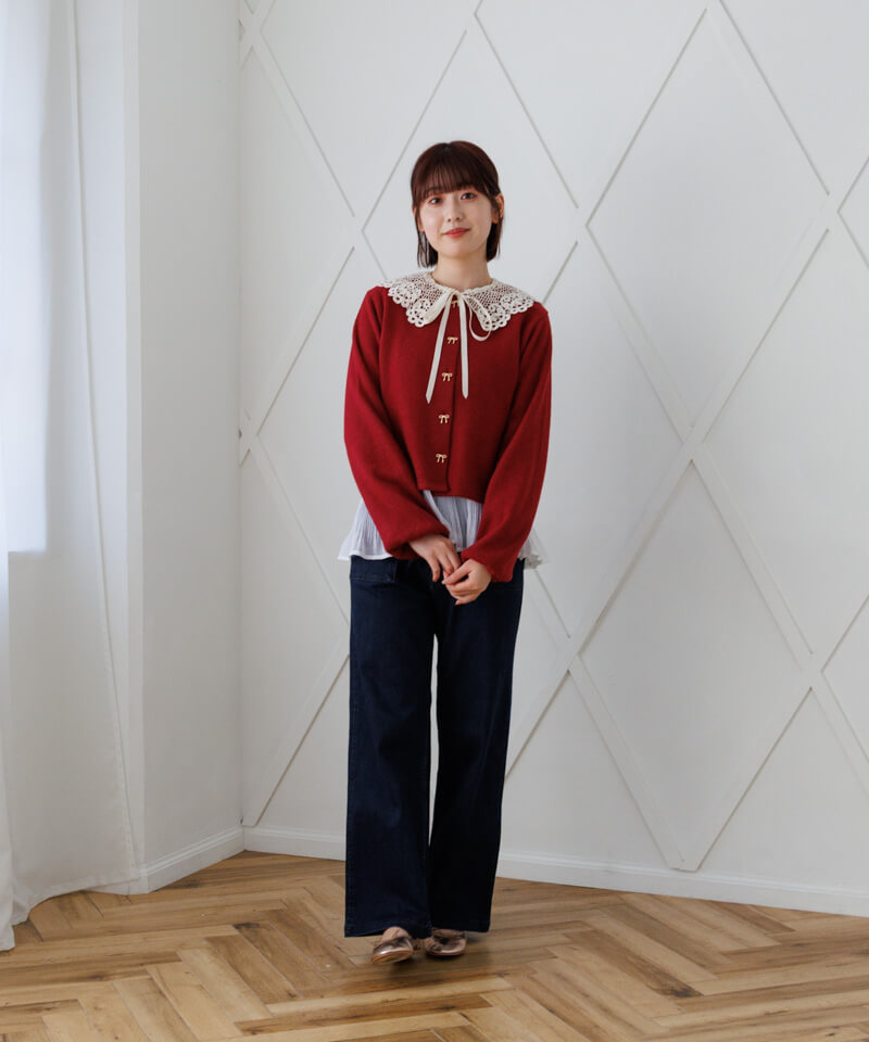 flower リボンカーディガン 10%OFF】ribbon button cardigan～ﾘﾎﾞﾝﾎﾞﾀﾝｶｰﾃﾞｨｶﾞﾝ | flower