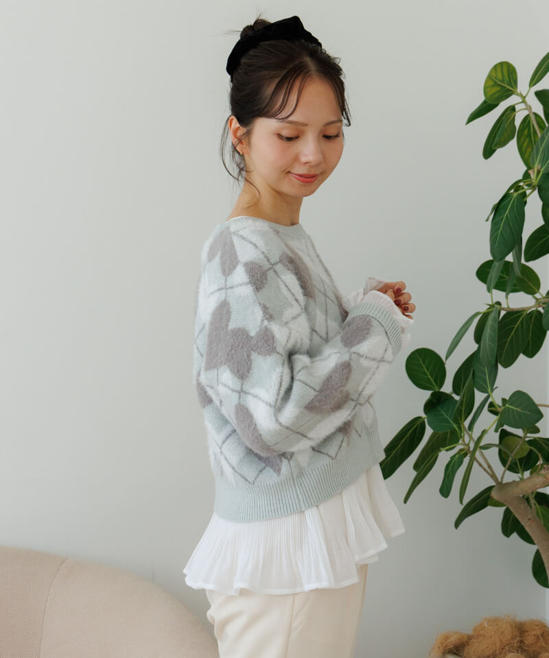 20%OFF】heart argyle knit～ﾊｰﾄｱｰｶﾞｲﾙﾆｯﾄ | flower／フラワー公式通販