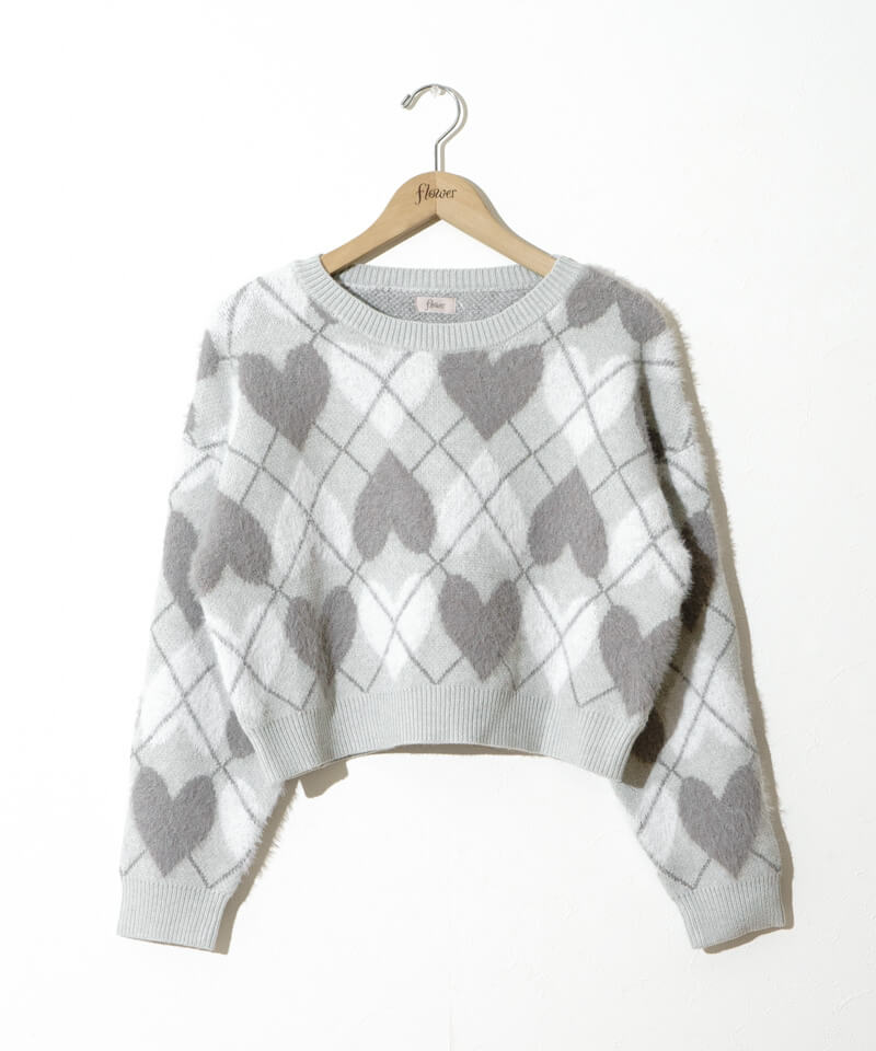 ✴︎Aki✴︎ heart argyle knit～ﾊｰﾄｱｰｶﾞｲﾙﾆｯﾄ | flower／フラワー公式通販