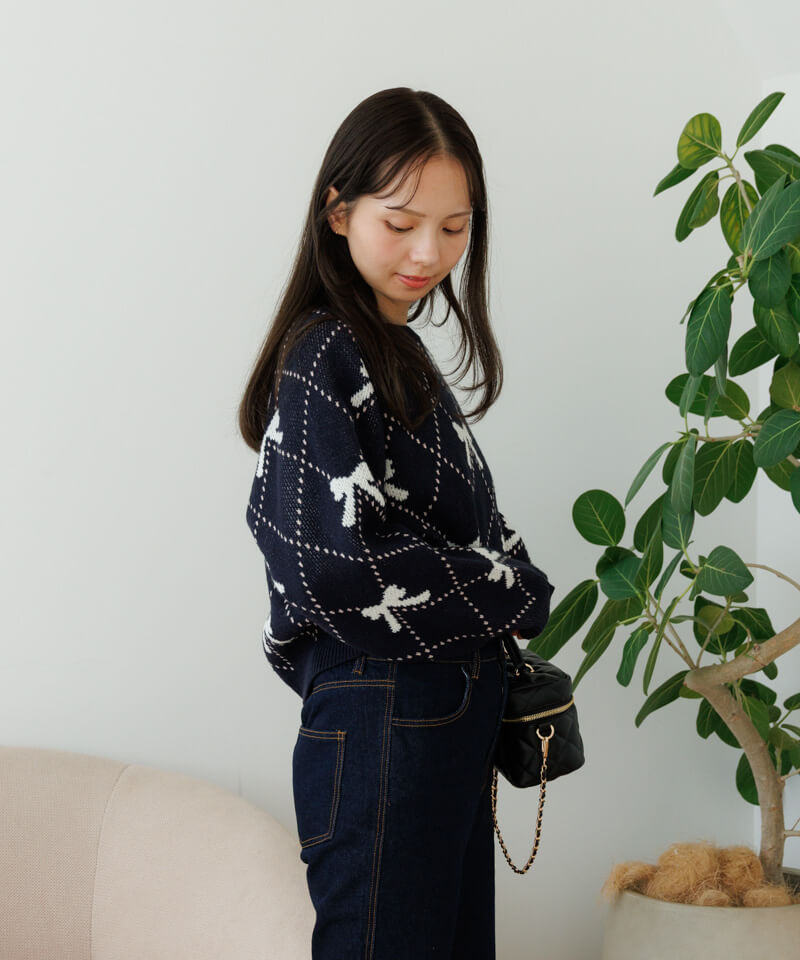 【美品】Bibiy. NINA RIBBON KNIT リボンニット　黒 Bibiy. NINA RIBBON KNIT 黒 リボン ニット 公式タグあり - メルカリ