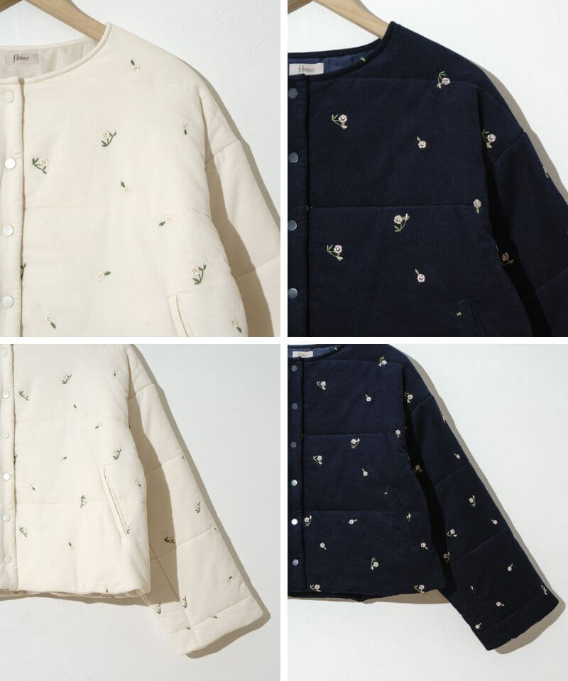 ルールロジェット秋春フラワープリントコートゴールドボタン 予約商品