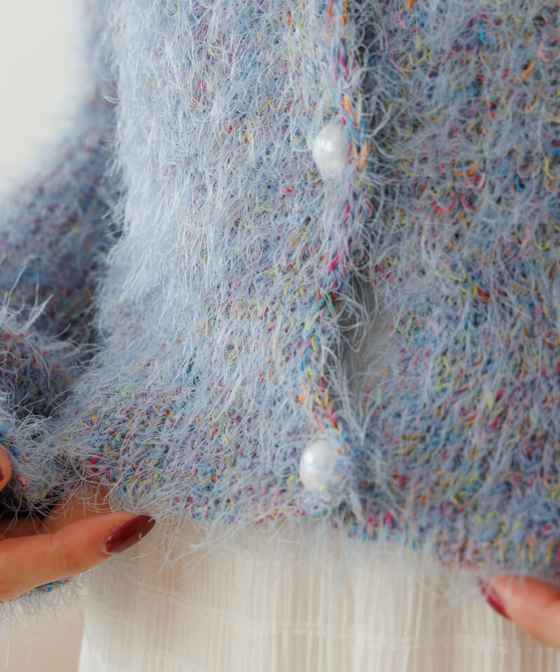 flower フープカーディガン 40%OFF】fluffy fancy cardigan～ﾌﾗｯﾌｨｰﾌｧﾝｼｰｶｰﾃﾞｨｶﾞﾝ | flower