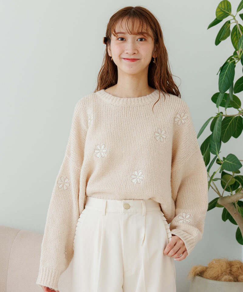 blooming fluffy knit～ﾌﾞﾙｰﾐﾝｸﾞﾌﾗｯﾌｨｰﾆｯﾄ | flower／フラワー公式通販