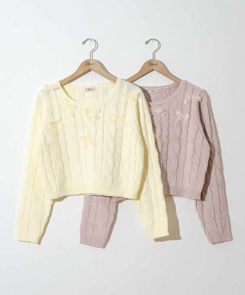 50%OFF】ribbon aran knit～ﾘﾎﾞﾝｱﾗﾝﾆｯﾄ | flower／フラワー公式通販