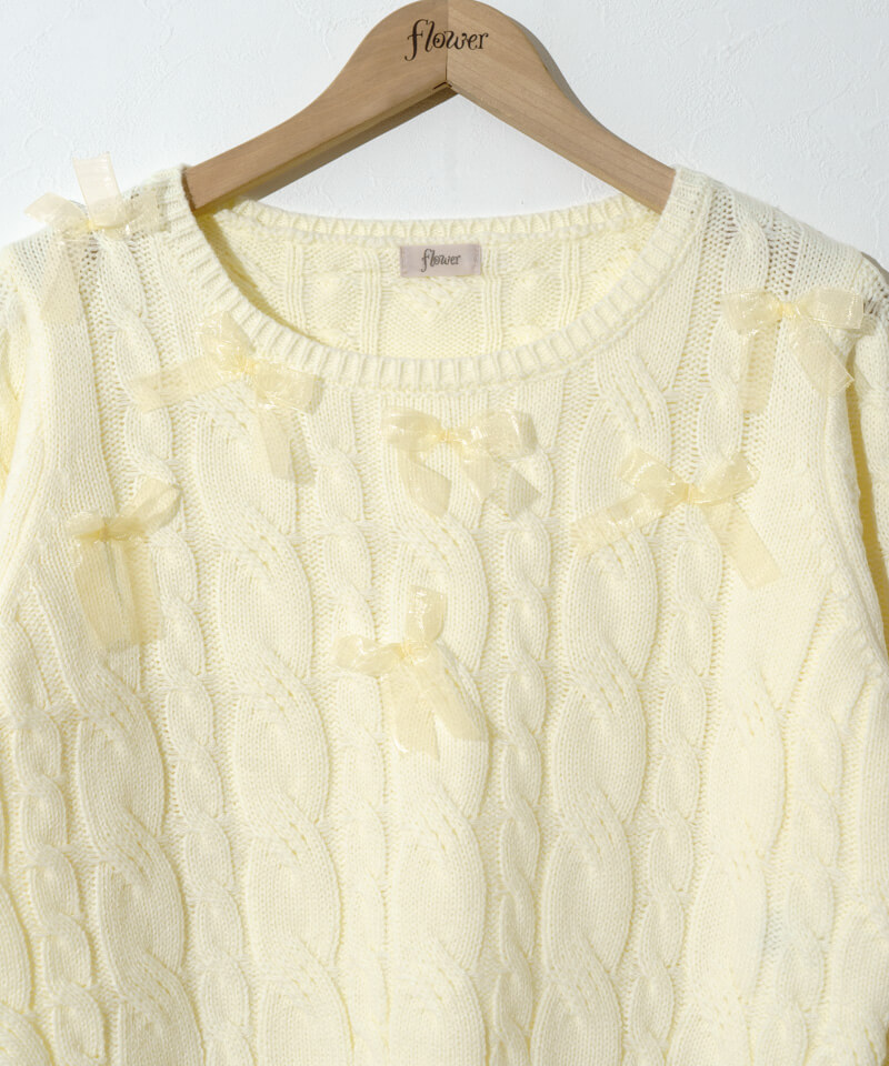 50%OFF】ribbon aran knit～ﾘﾎﾞﾝｱﾗﾝﾆｯﾄ | flower／フラワー公式通販