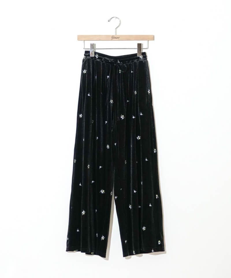 flowerページ 30%OFF】velour embroidery pants2～ﾍﾞﾛｱｴﾝﾌﾞﾛｲﾀﾞﾘｰﾊﾟﾝﾂ2 | flower