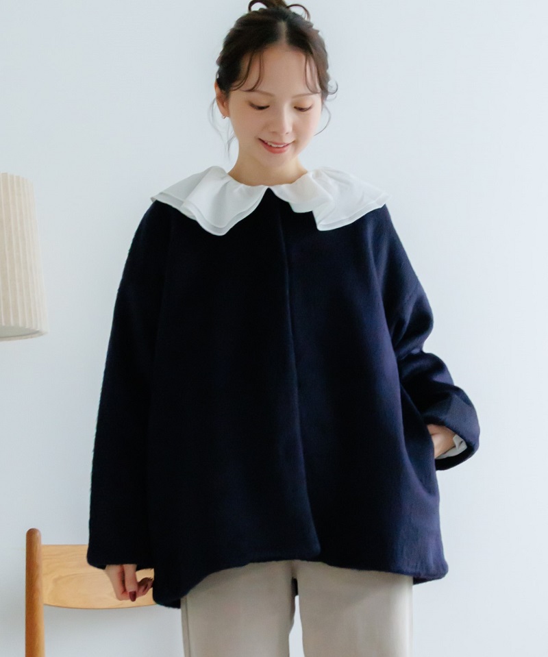 予約商品】fluffy coat5(ネイビー)～ﾌﾗｯﾌｨｰｺｰﾄ5 | flower／フラワー