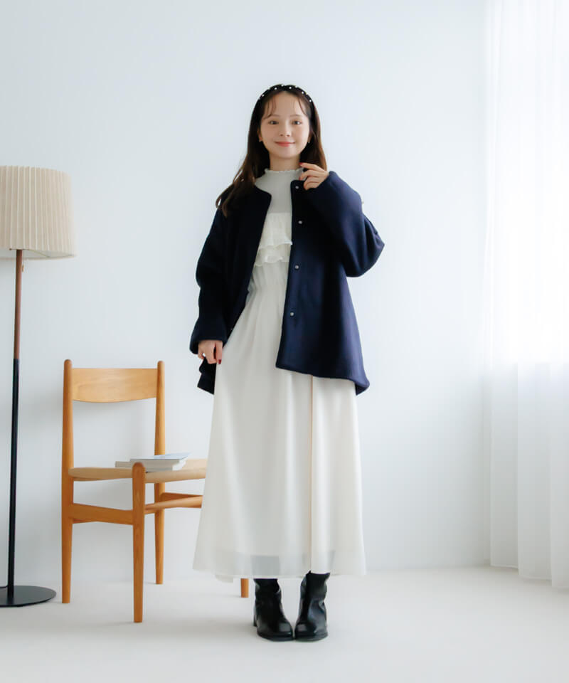 予約商品】fluffy coat5(ネイビー)～ﾌﾗｯﾌｨｰｺｰﾄ5 | flower／フラワー
