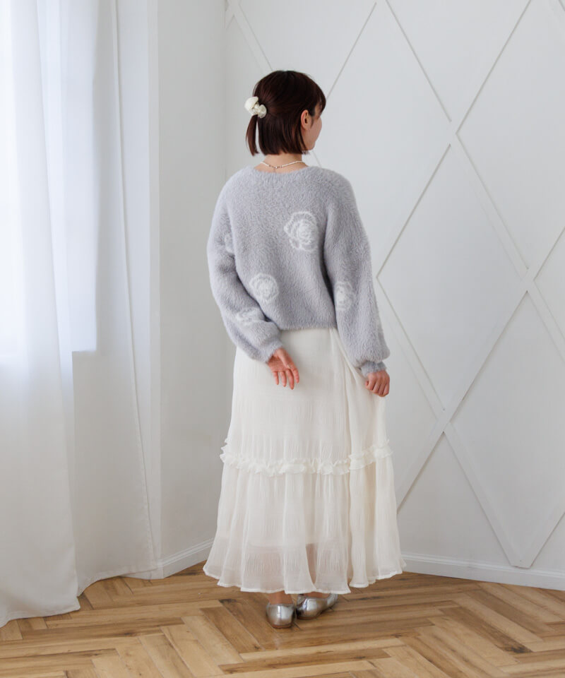 美品 ボールジィ ふわふわ ラクーンファーモックネック シャギーニット シルバー 50%OFF】rose shaggy knit～ﾛｰｽﾞｼｬｷﾞｰﾆｯﾄ | flower／フラワー公式通販