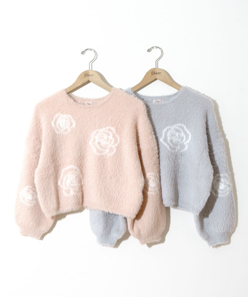MACHATT フラワーシャギーニット Ezick ニット セーター rose mix shaggy knit スタッズツキフラワー