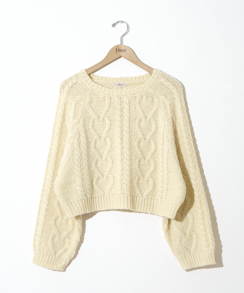 ⑭アラン風ニットトップス 30%OFF】fluffy aran knit～ﾌﾗｯﾌｨｰｱﾗﾝﾆｯﾄ | flower／フラワー公式通販