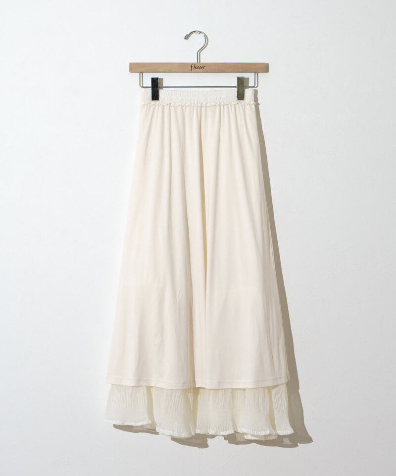 スカート Powder Satin Pleats Tiered Skirt シャイニーサテンプリーツスカート/洗える(ロング・マキシ丈スカート