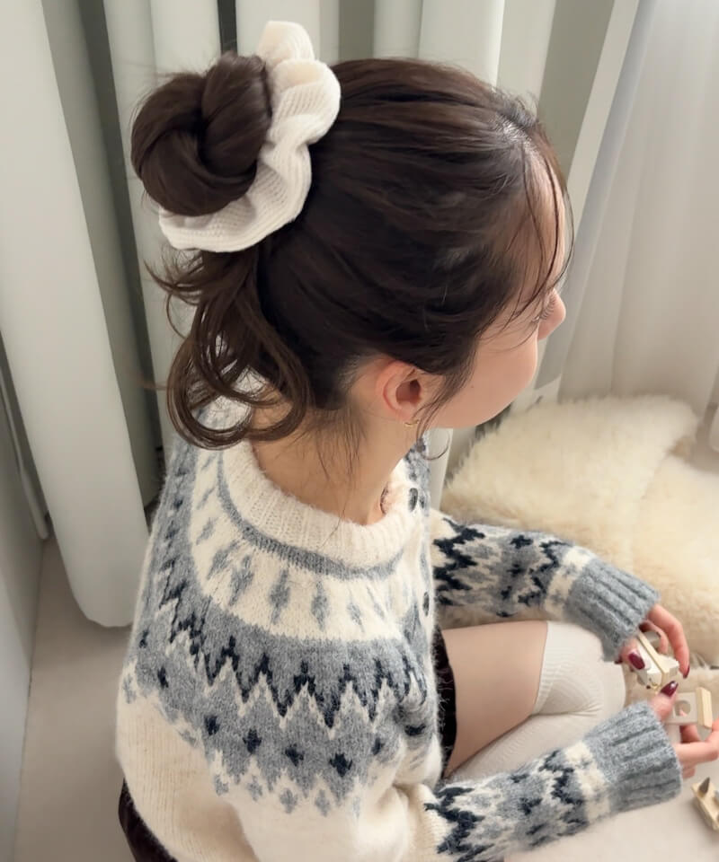シュシュグレー系花柄、水色チェック、ニット帽 cherie knit chouchou～ｼｪﾘｰﾆｯﾄｼｭｼｭ | flower／フラワー公式通販